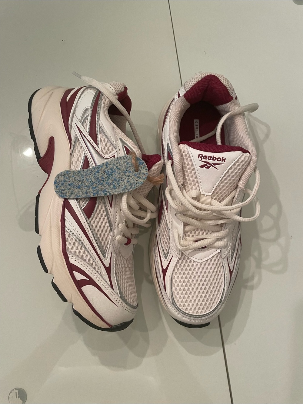 Reebok Women's White and Burgundy Athletic Sneakers